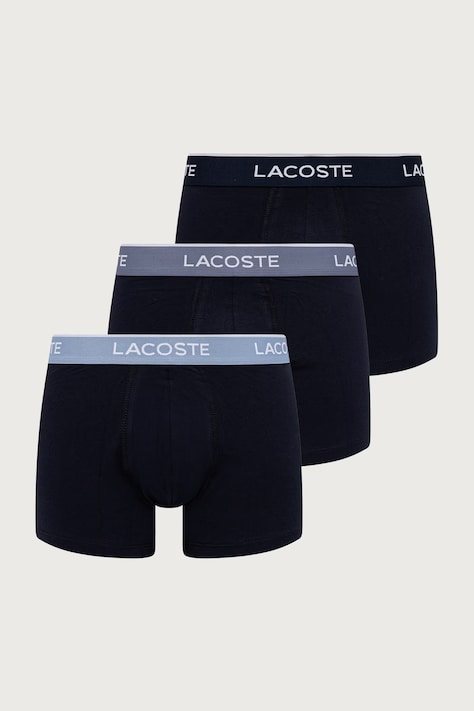 Lacoste bokserki dopasowane bawełniane z elastanem męskie 3-pack granatowe 5H1297