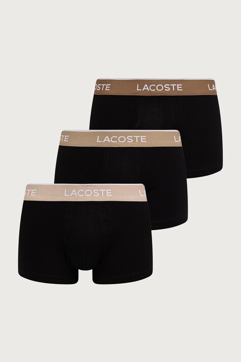 Lacoste Přiléhavé boxerky pánské bavlněné s elastanem 3-pack černé 5H1297