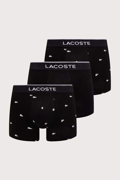 Lacoste bokserki dopasowane męskie bawełniane z elastanem 3-pack czarne 5H1299