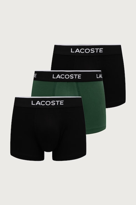 Lacoste Priliehavé boxerky pánske bavlnené s elastanom 3-pak čierne 5H1300