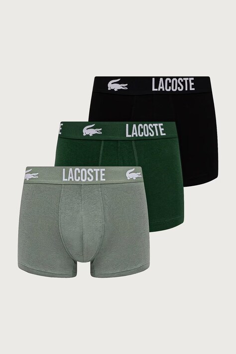 Lacoste boxeri pentru bărbați din bumbac cu elastan pachet de 3 verzi 5H2393