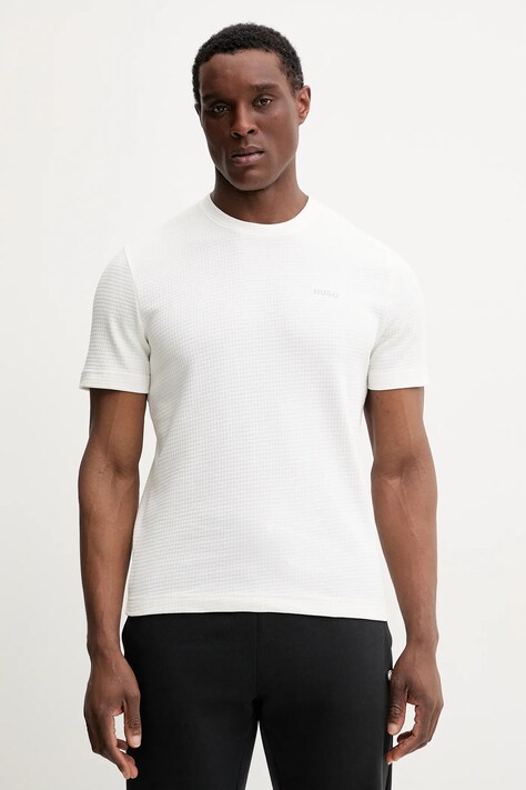 HUGO t-shirt bézs, férfi, sima, 50532011