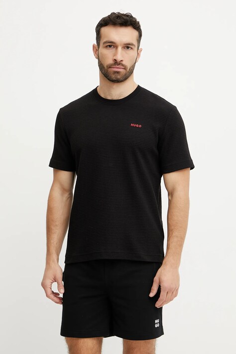 HUGO tricou barbati, culoarea negru, neted, 50532011