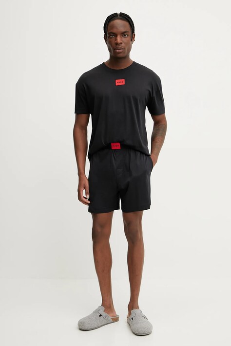 HUGO pijama bărbați, culoarea negru, uni, 50540091