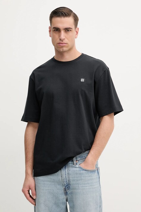 HUGO tricou lounge din bumbac bărbați, culoarea negru, uni, 50539052