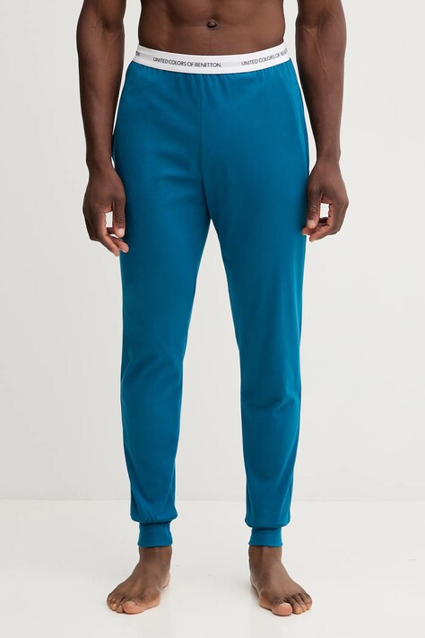 Хлопковые пижамные брюки United Colors of Benetton цвет коричневый однотонные 30964F00V