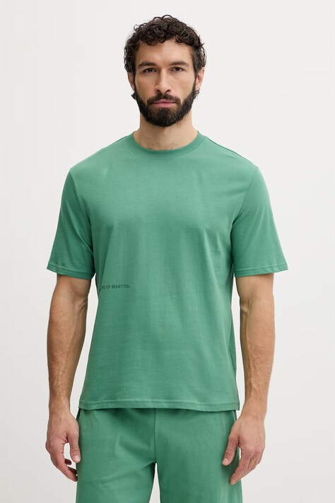 United Colors of Benetton Pižama kratka majica moška bombažna zelena 30964M01W
