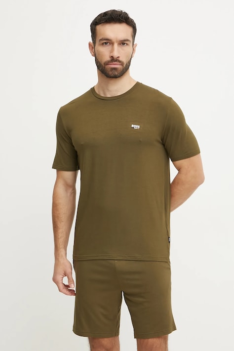 BOSS pijama bărbați, culoarea verde, cu imprimeu, 50540627