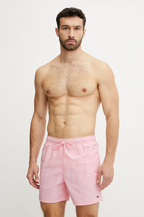 Plavkové šortky Tommy Hilfiger růžová barva, UM0UM03477