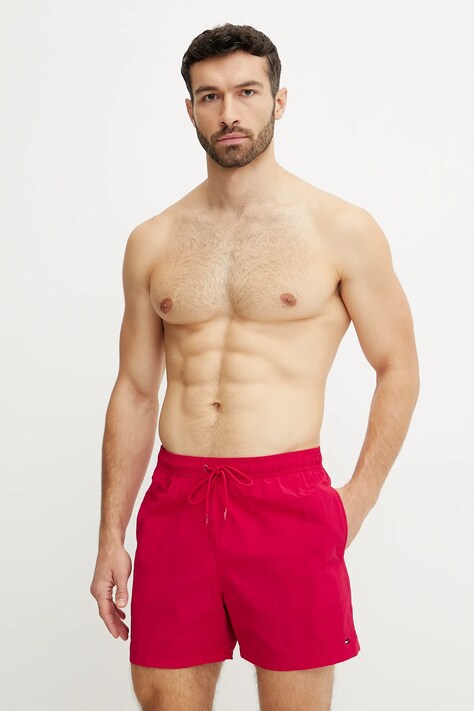 Plavkové šortky Tommy Hilfiger růžová barva, UM0UM03477