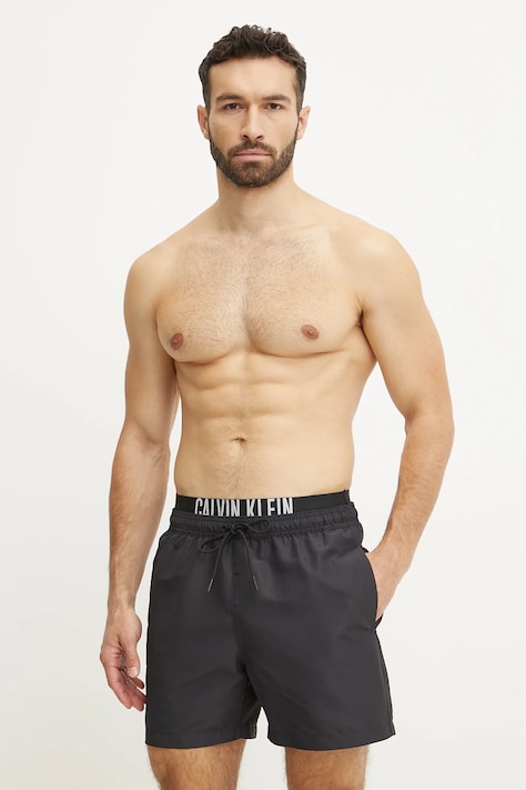 Plavkové šortky Calvin Klein černá barva, KM0KM01093