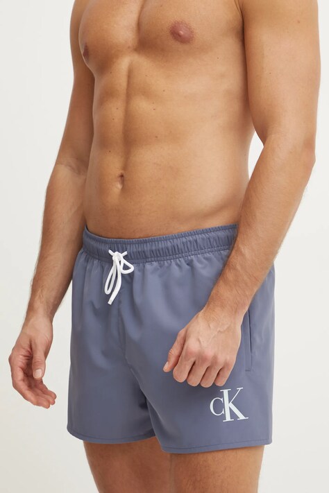 Plavkové šortky Calvin Klein modrá barva, KM0KM01099