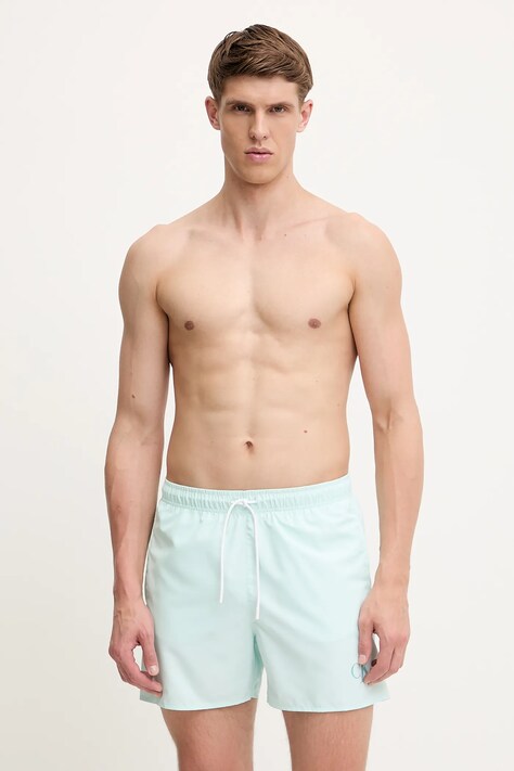 Plavkové šortky Calvin Klein tyrkysová barva, KM0KM01101