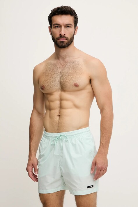 Calvin Klein pantaloni scurti de baie culoarea turcoaz, KM0KM01111