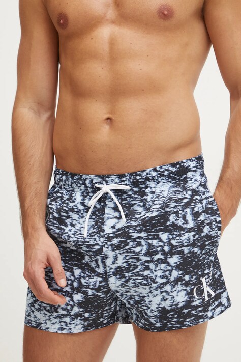 Plavkové šortky Calvin Klein tmavomodrá barva, KM0KM01172