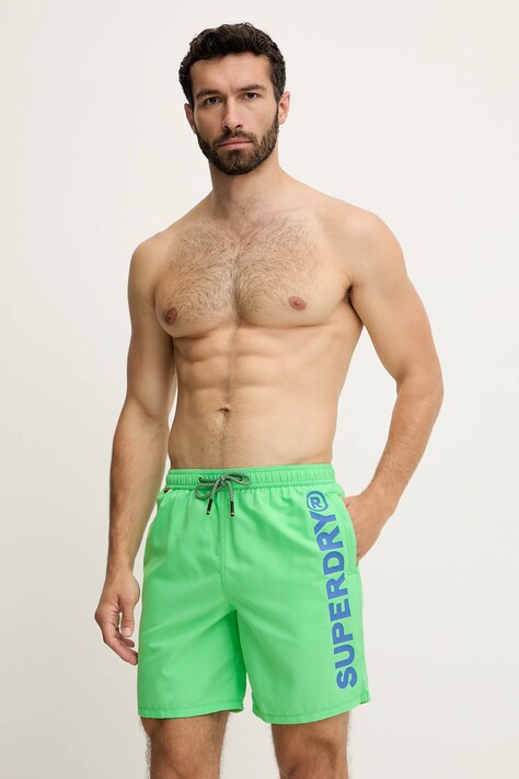 Plavkové šortky Superdry zelená barva, M3010248A-8JI
