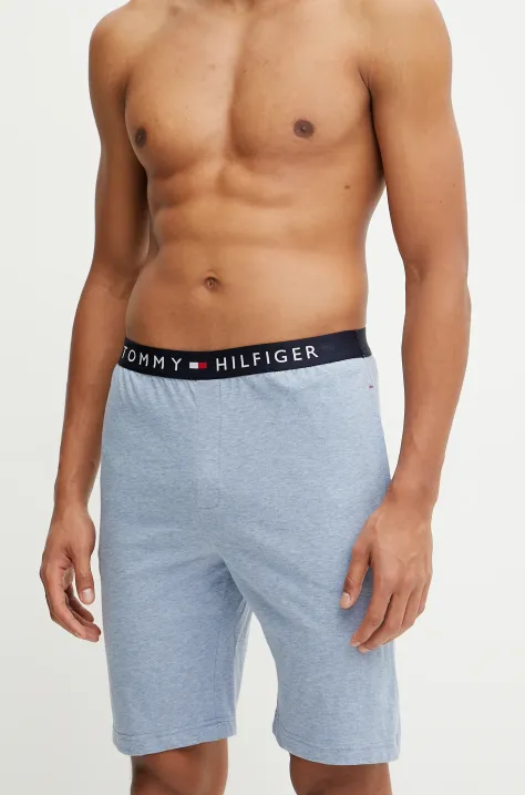 Bavlněné pyžamové šortky Tommy Hilfiger pánské, modrá barva, UM0UM03578