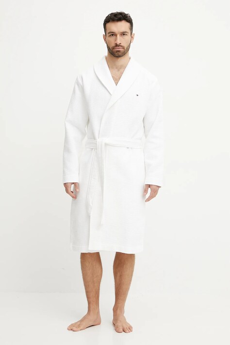 Tommy Hilfiger halat de baie din bumbac culoarea alb, UM0UM03524