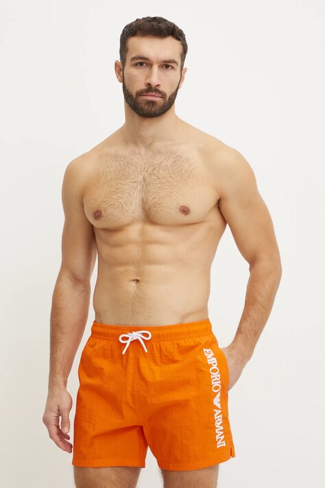 Emporio Armani Underwear pantaloni scurti de baie culoarea portocaliu, EM000583 AF12330