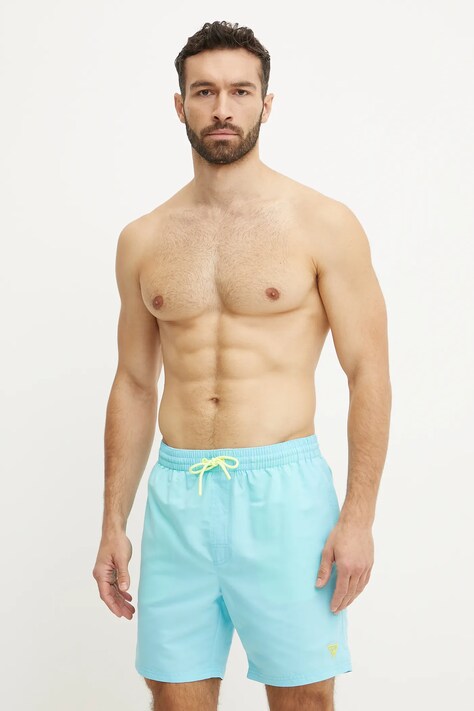 Guess pantaloni scurți de baie culoarea turcoaz, F4GT03 WG282