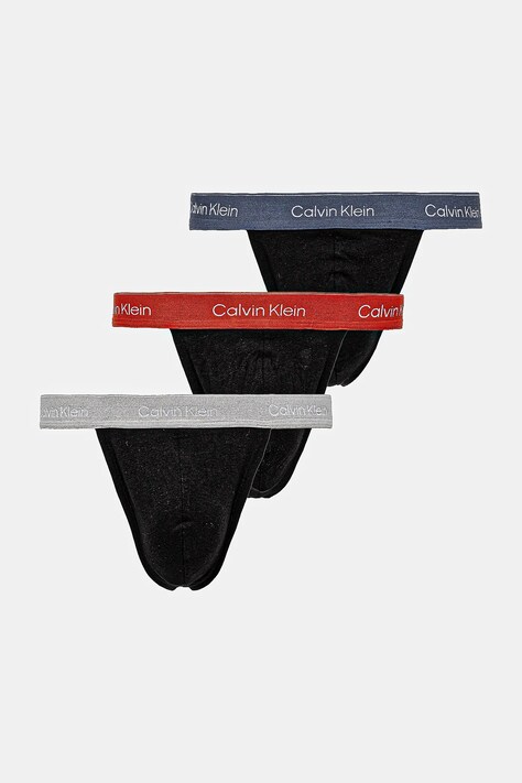 Tanga Calvin Klein Underwear 3-pack černá barva, LV00NB4386