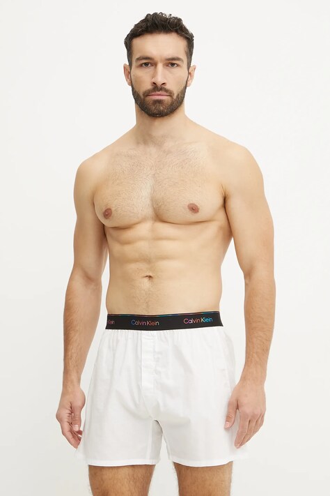 Βαμβακερή πιτζάμα σορτς Calvin Klein Underwear χρώμα: άσπρο, LV00NM2879