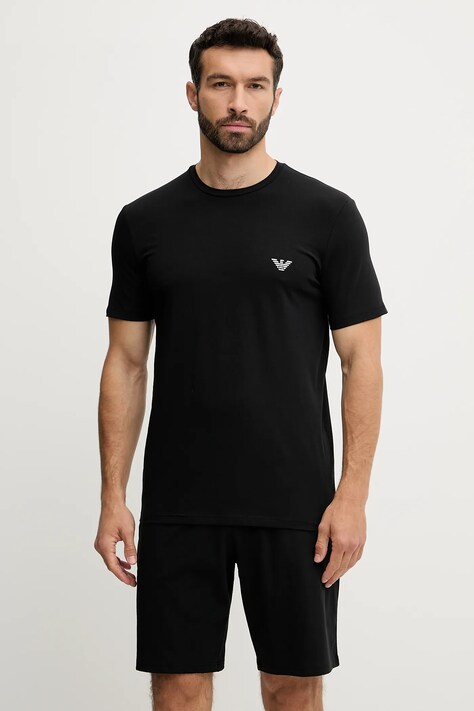 Pyžamo Emporio Armani Underwear pánské, černá barva, s potiskem, EM000400 AF10772