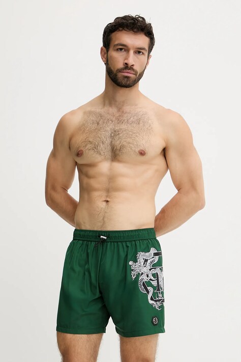 Philipp Plein pantaloni scurți de baie culoarea verde, PM25MBM01