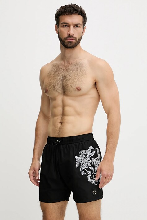 Philipp Plein szorty kąpielowe kolor czarny PM25MBM01