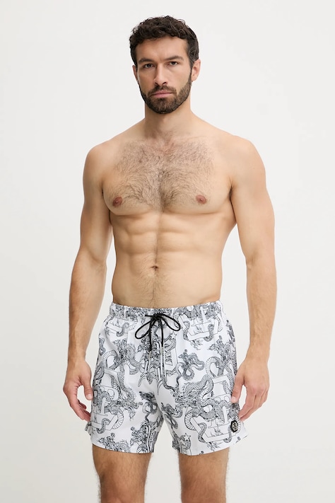 Plavkové šortky Philipp Plein bílá barva, PM25MBM02