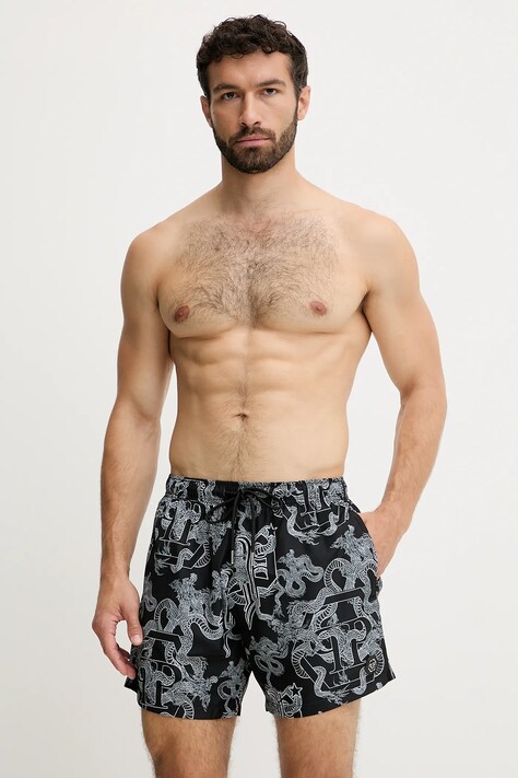 Philipp Plein pantaloni scurți de baie culoarea negru, PM25MBM02