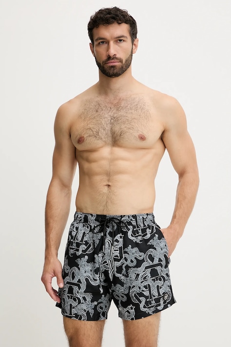 Philipp Plein szorty kąpielowe kolor czarny PM25MBM02
