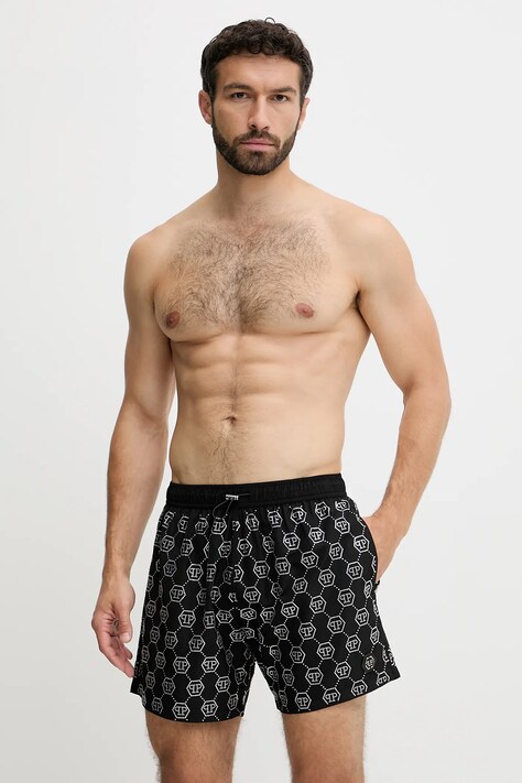 Philipp Plein pantaloni scurți de baie culoarea negru, PM25MBM05