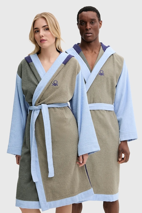 Bavlněný župan United Colors of Benetton zelená barva, 6ORD2801L