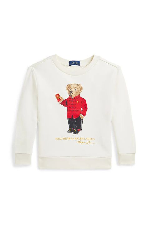 Polo Ralph Lauren bluza bawełniana dziecięca kolor beżowy z nadrukiem 322961412001