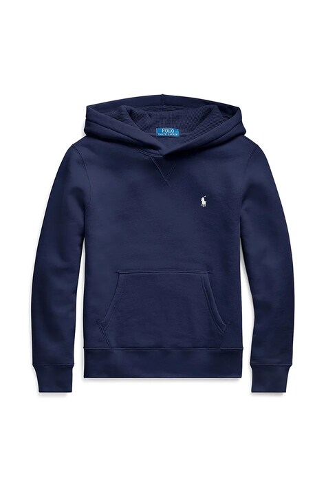 Polo Ralph Lauren bluza copii culoarea albastru marin, cu glugă, neted, 323749954036