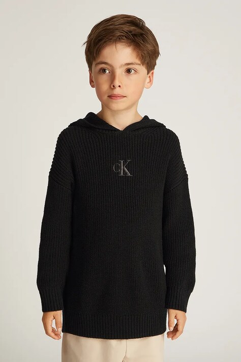 Calvin Klein Jeans pulover de bumbac culoarea negru, IB0IB02413