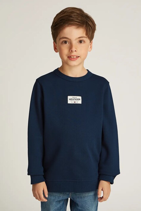 Дитяча кофта Tommy Hilfiger колір синій з аплікацією KB0KB09315