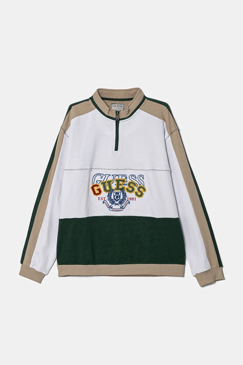 Guess hanorac de bumbac pentru copii culoarea bej, cu imprimeu, L5RQ00 KA6R4