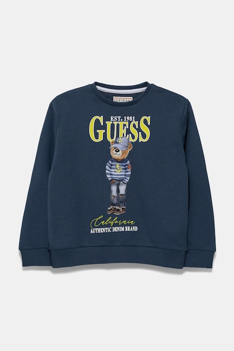 Детская хлопковая кофта Guess цвет синий с принтом L5RQ06 KAD74