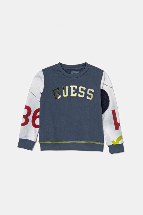 Guess hanorac de bumbac pentru copii culoarea albastru marin, modelator, N5RQ01 KA6R4