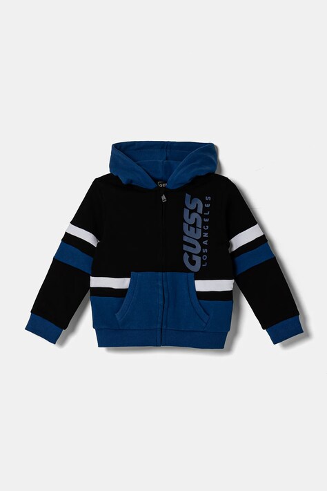 Дитяча бавовняна кофта Guess з капюшоном з принтом N5RQ02 KA6R4