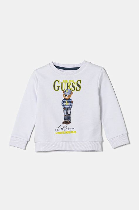 Дитяча бавовняна кофта Guess колір білий з принтом N5RQ05 KAD74