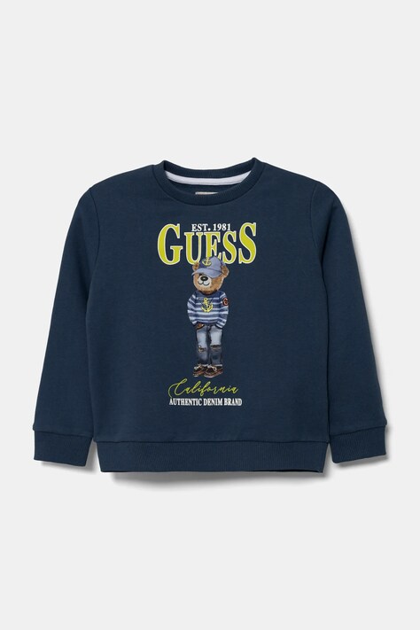 Guess hanorac de bumbac pentru copii culoarea bleumarin, cu imprimeu, N5RQ05 KAD74