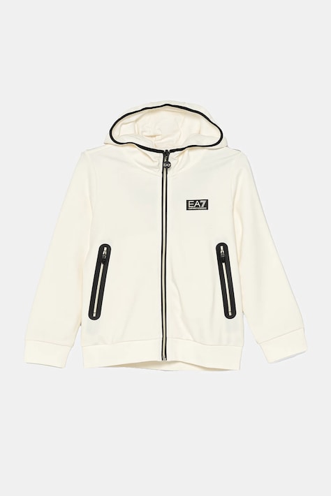 EA7 Emporio Armani bluză copii culoarea bej, cu glugă, cu imprimeu, 7B000094 AF13148