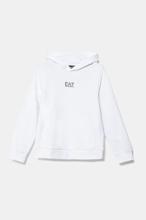 EA7 Emporio Armani hanorac de bumbac pentru copii culoarea alb, cu imprimeu, 7B000024 AF10380