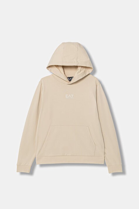 EA7 Emporio Armani bluza bawełniana dziecięca kolor beżowy z nadrukiem 7B000024 AF10380