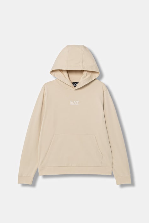 EA7 Emporio Armani bluza bawełniana dziecięca kolor beżowy z nadrukiem 7B000024 AF10380