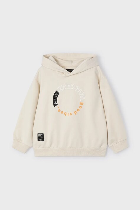 Mayoral bluza copii culoarea bej, cu glugă, cu imprimeu, 3416