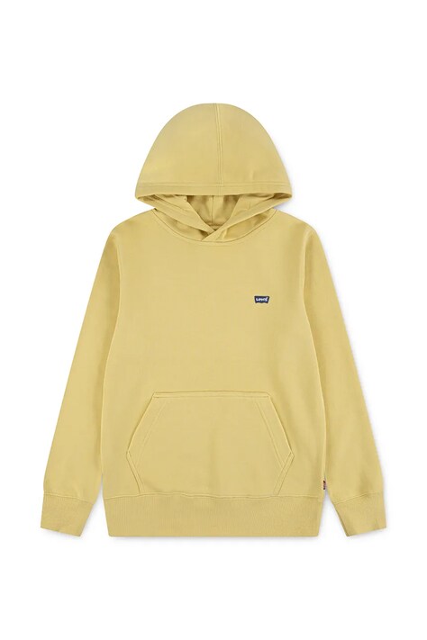 Levi's bluza dziecięca MINI BATWING PULL OVER HOO kolor żółty z kapturem gładka 8EK422